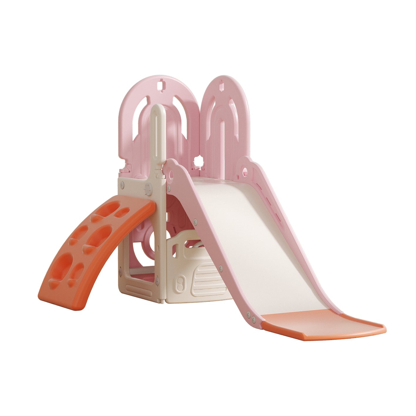 Slide w/ Climbing Wall and Basketball Hoop - Pink - Image 6