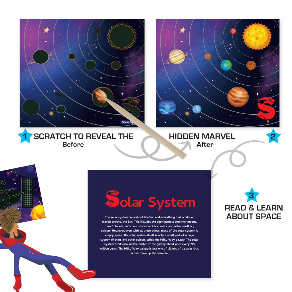 Chalk & Chuckles Scratch Art A to Z Space Adventure (Ages 4 to 9) - Image 5