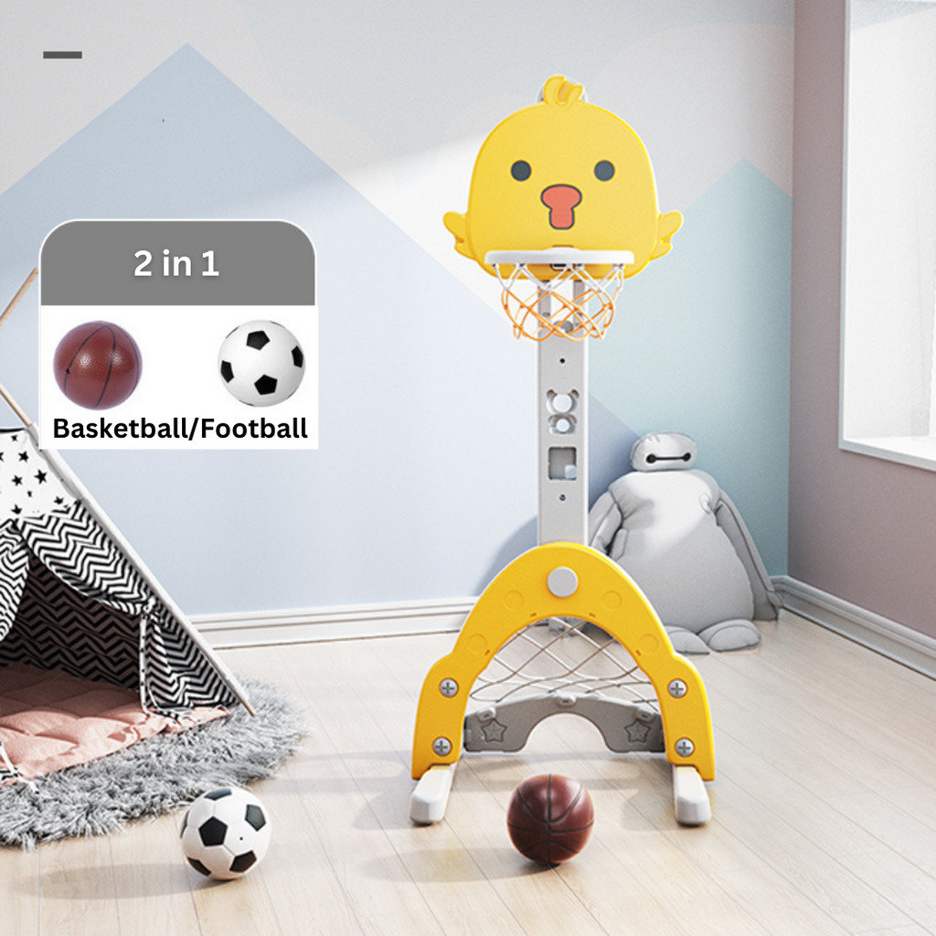 Basketball Stand w/ Football Goal - Yellow - Image 4