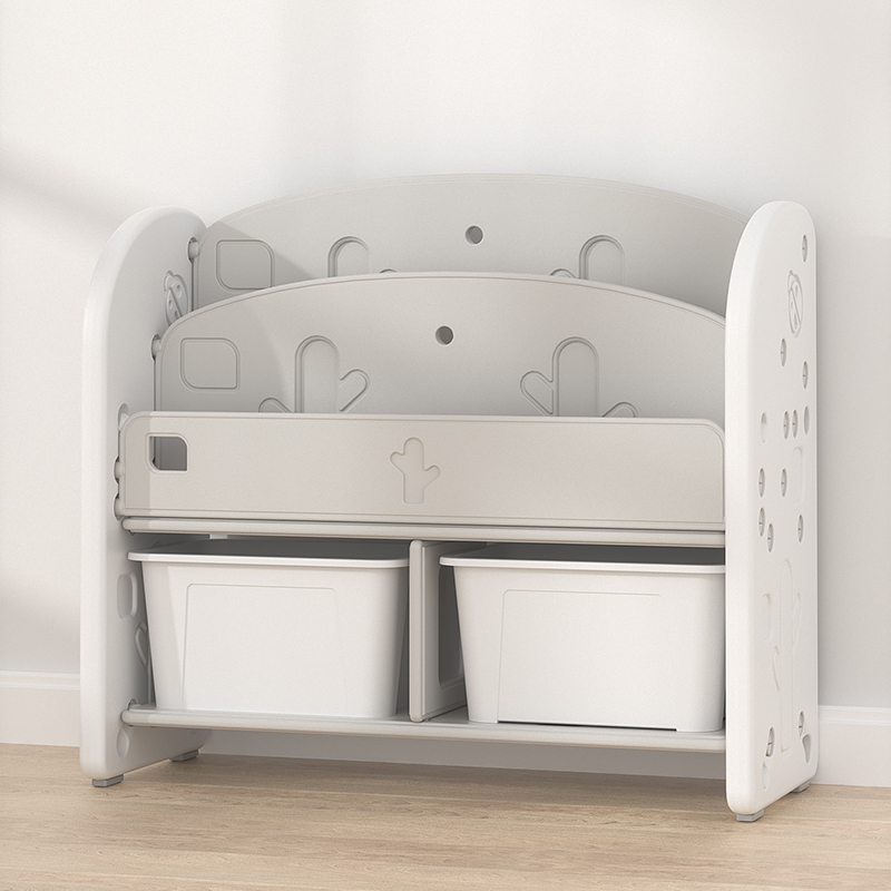 Lovely Baby Storage Rack W/ Book Shelf - Grey