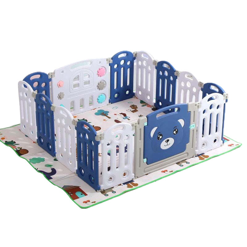 Lovely Baby Kids Bear Playpen 14pcs - Blue