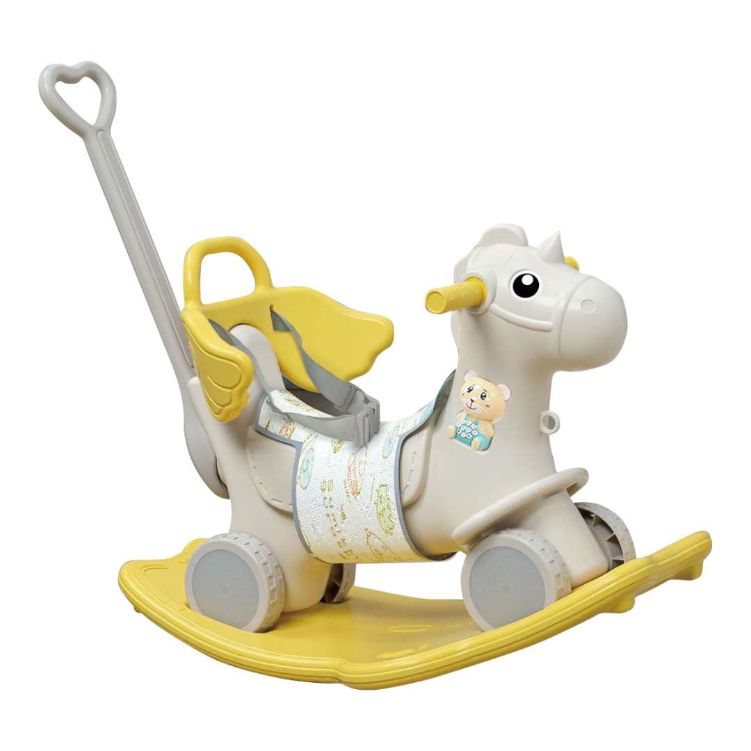 2-In-1 Rocking Horse & Ride On - Yellow - Image 9