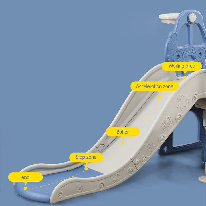 Slide & Swing Set W/ Basketball Hoop - Blue - Image 2