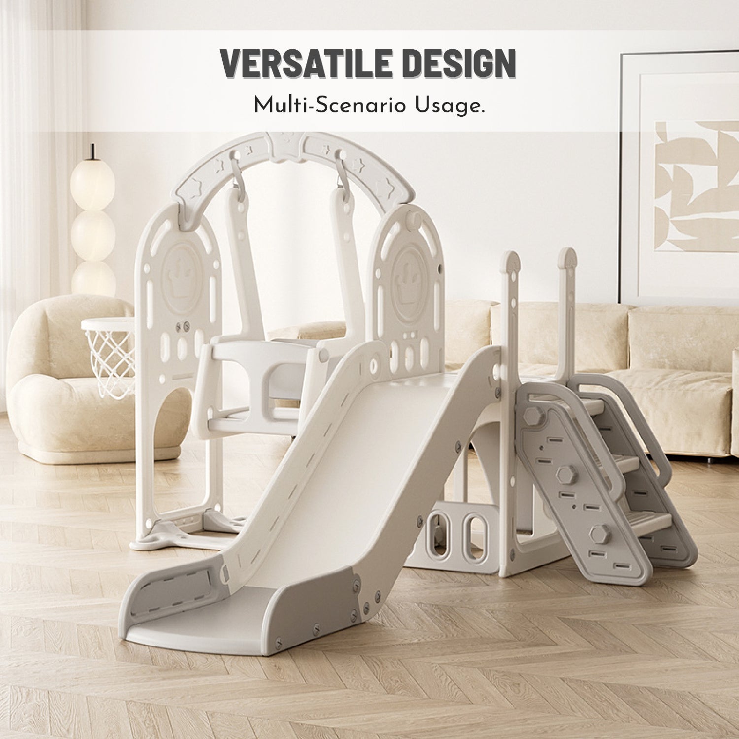 Crown Slide & Swing Set w/ Basketball Hoop - Image 2