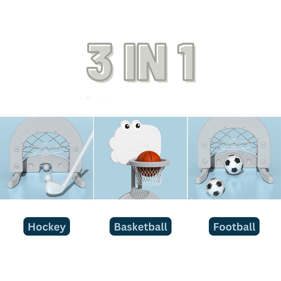 Slide & Swing Set W/Basketball Hoop & Football Goal - White - Image 8