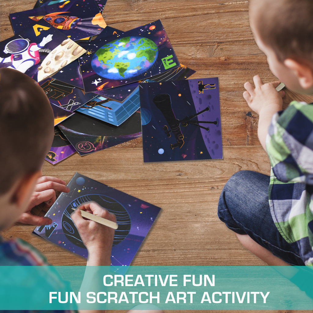 Chalk & Chuckles Scratch Art A to Z Space Adventure (Ages 4 to 9) - Image 3