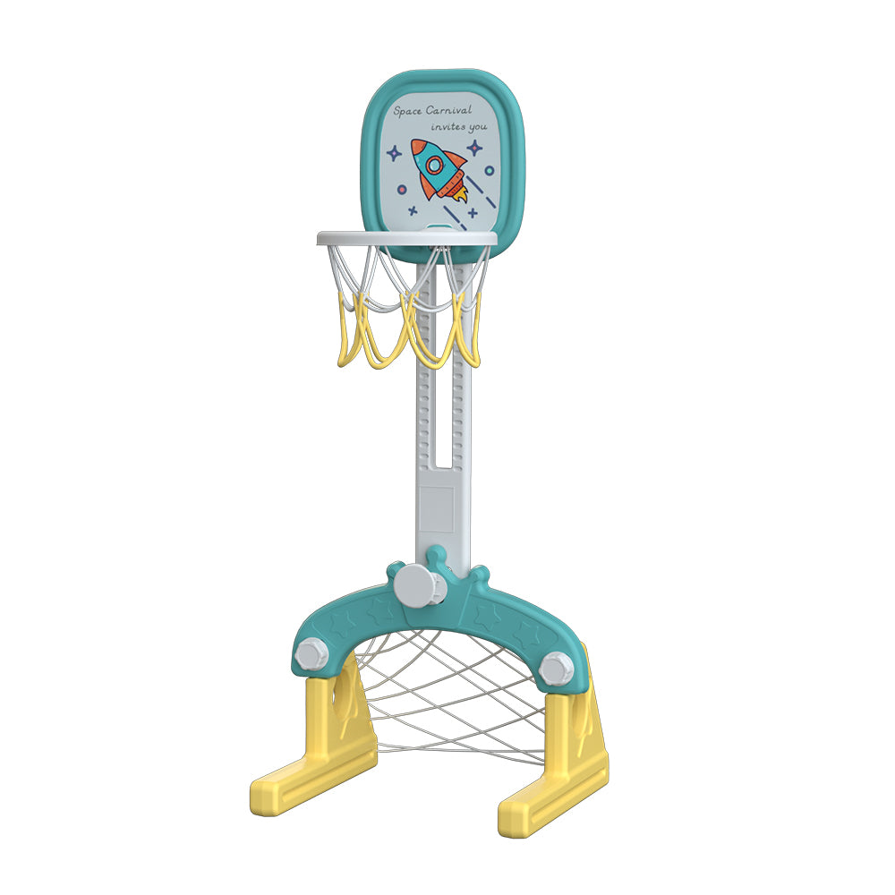 Lovely Baby Basketball Stand With Football Goal - Green/Yellow