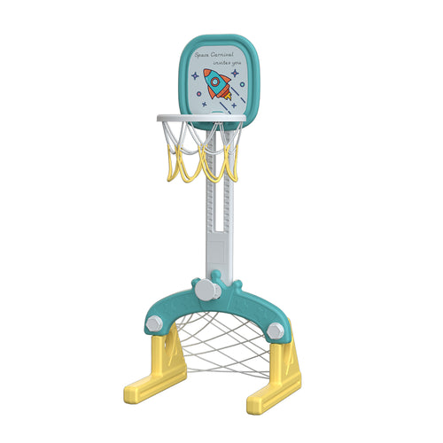 Lovely Baby Basketball Stand With Football Goal - Green/Yellow