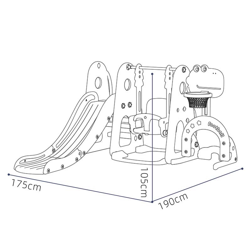 Slide & Swing Set W/Basketball Hoop & Football Goal - White - Image 5