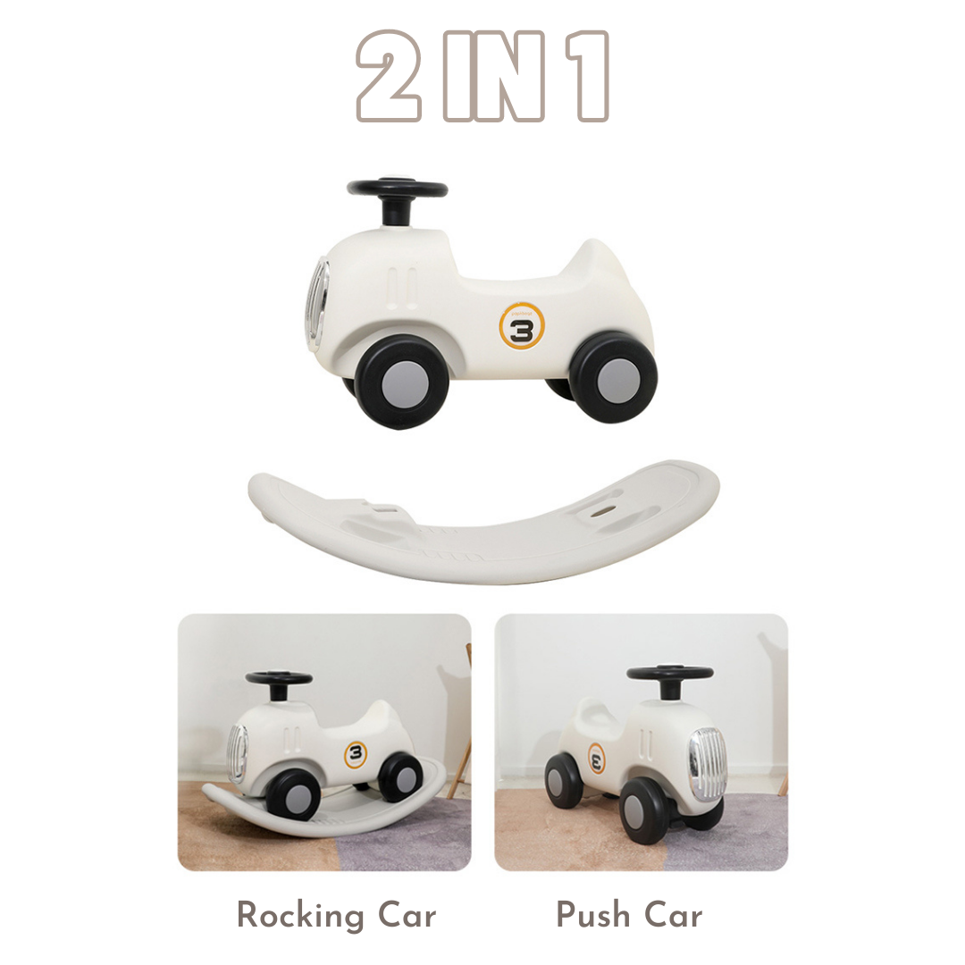2-in-1 Rocking & Push Car - White - Image 10