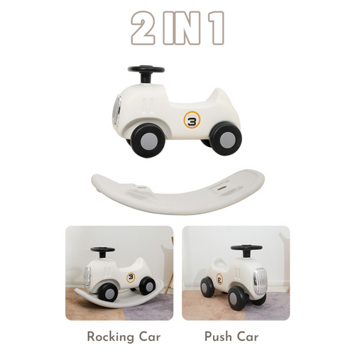 2-in-1 Rocking & Push Car - White - Image 10