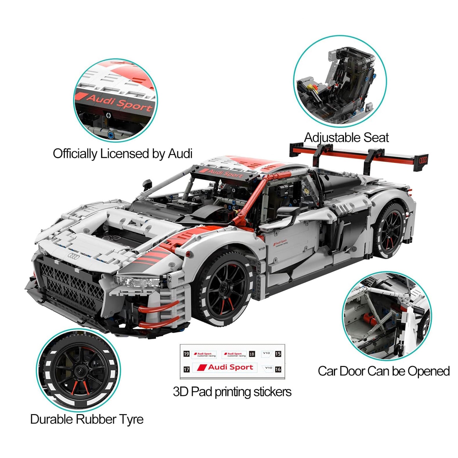 Rastar Bricks - Audi R8 LMS GT3 - 3314 Pieces - Image 4