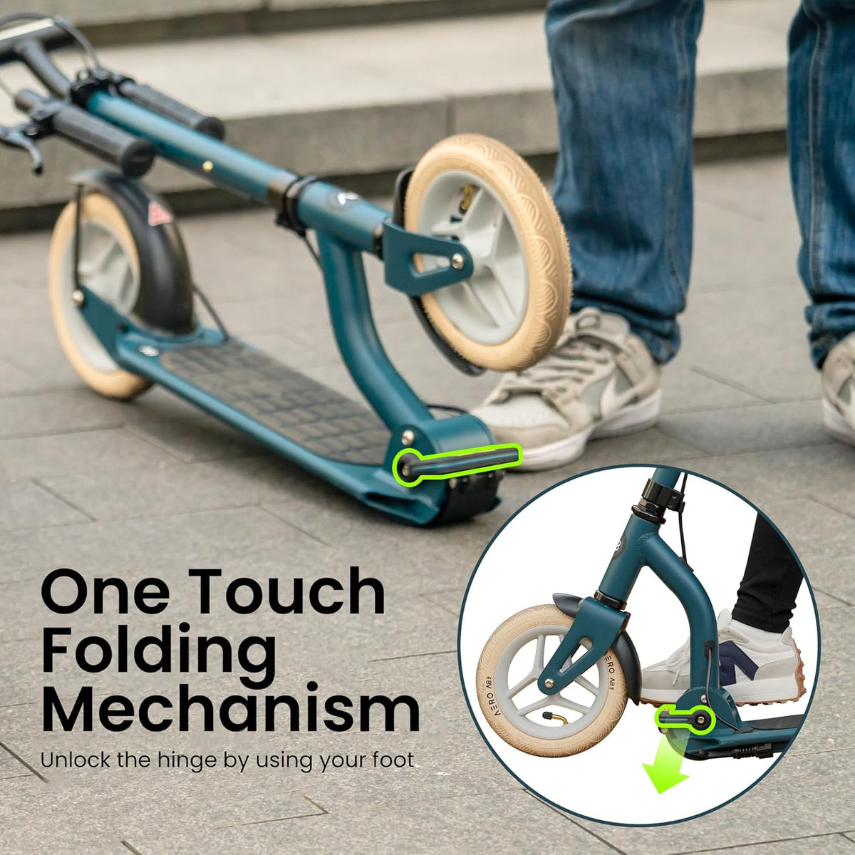 A8 Foldable Scooter - Emerald - Image 6
