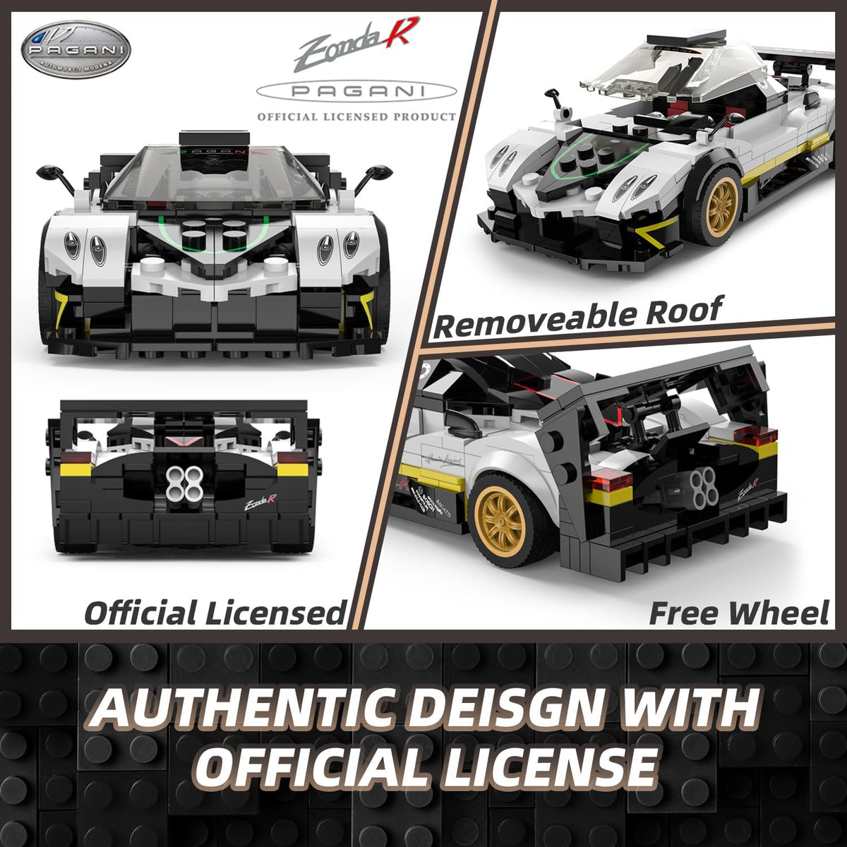 Pagani Zonda R Bricks Building Kit - White - 387pcs - Image 3