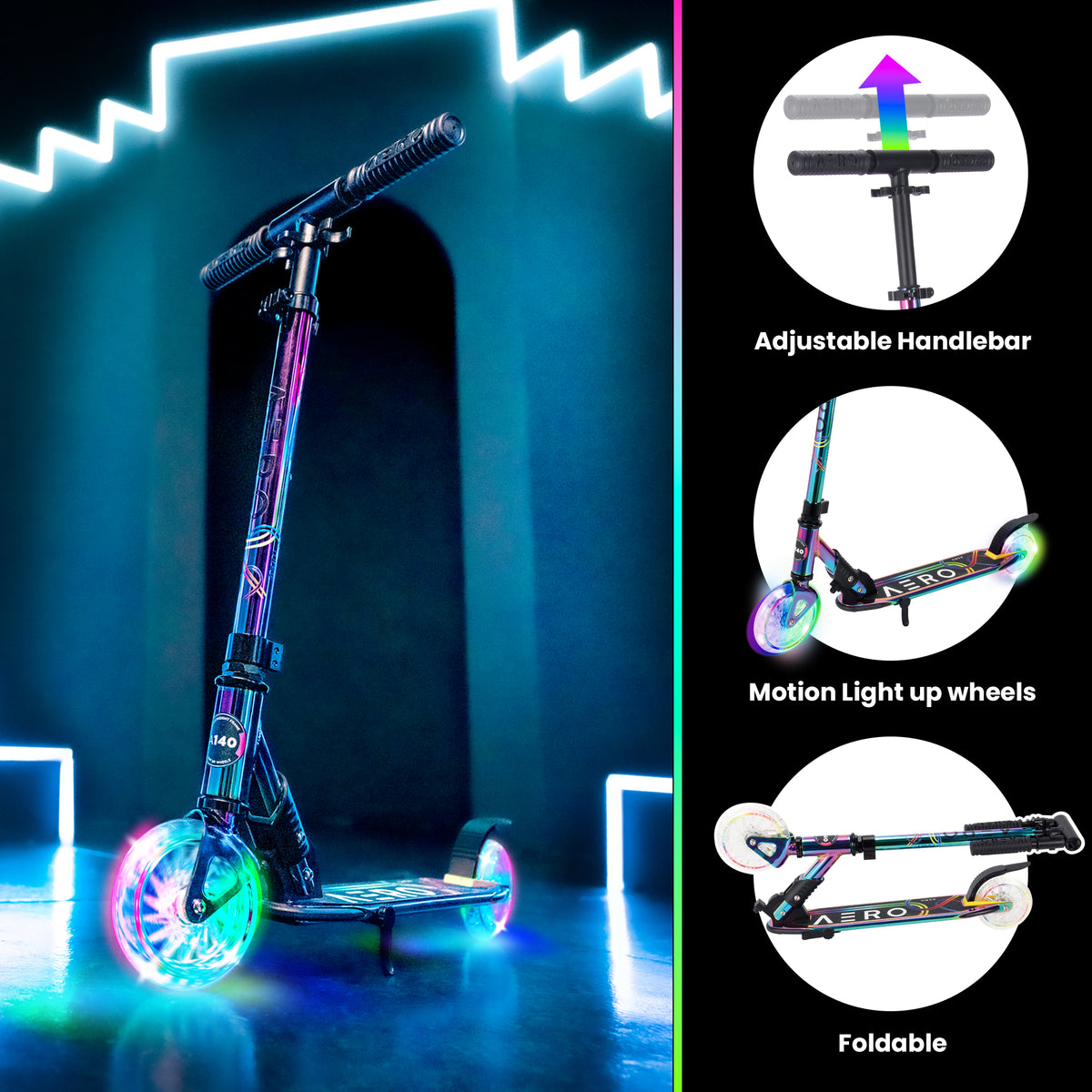 A140 Kids Foldable Scooter - Chrome - Image 5