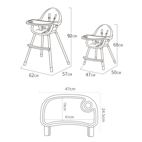 2-in-1 Convertible High Chair - Navy Blue - Image 6