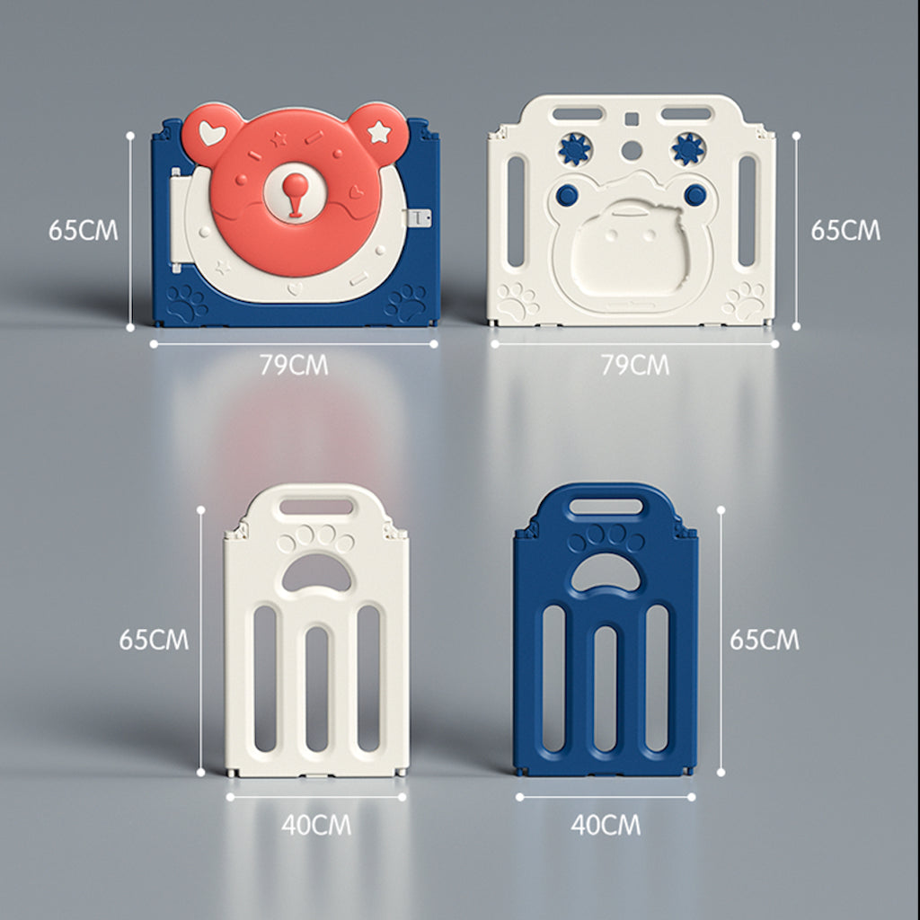 Kids Bear Playpen Blue - w/ Basketball Hoop - 10 pcs - Image 8