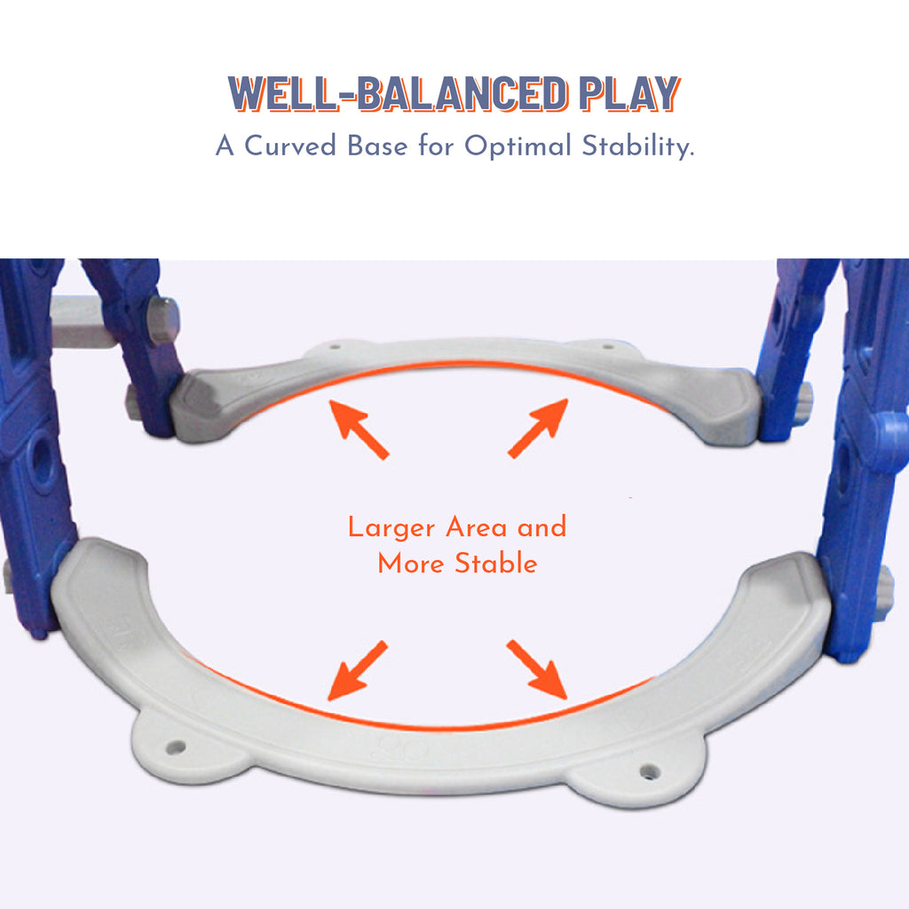 Slide & Swing Set w/ Basketball Hoop - Blue/Grey - Image 7