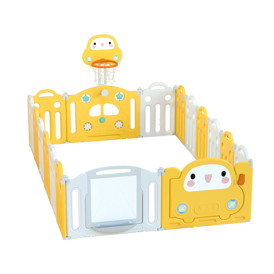 Kids Playpen w/ Basketball Hoop & Drawing Board - 17 pcs - Image 9