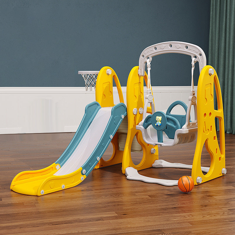 Lovely Baby - Slide & Swing Set W/ Basketball Hoop - Yellow - Image 2