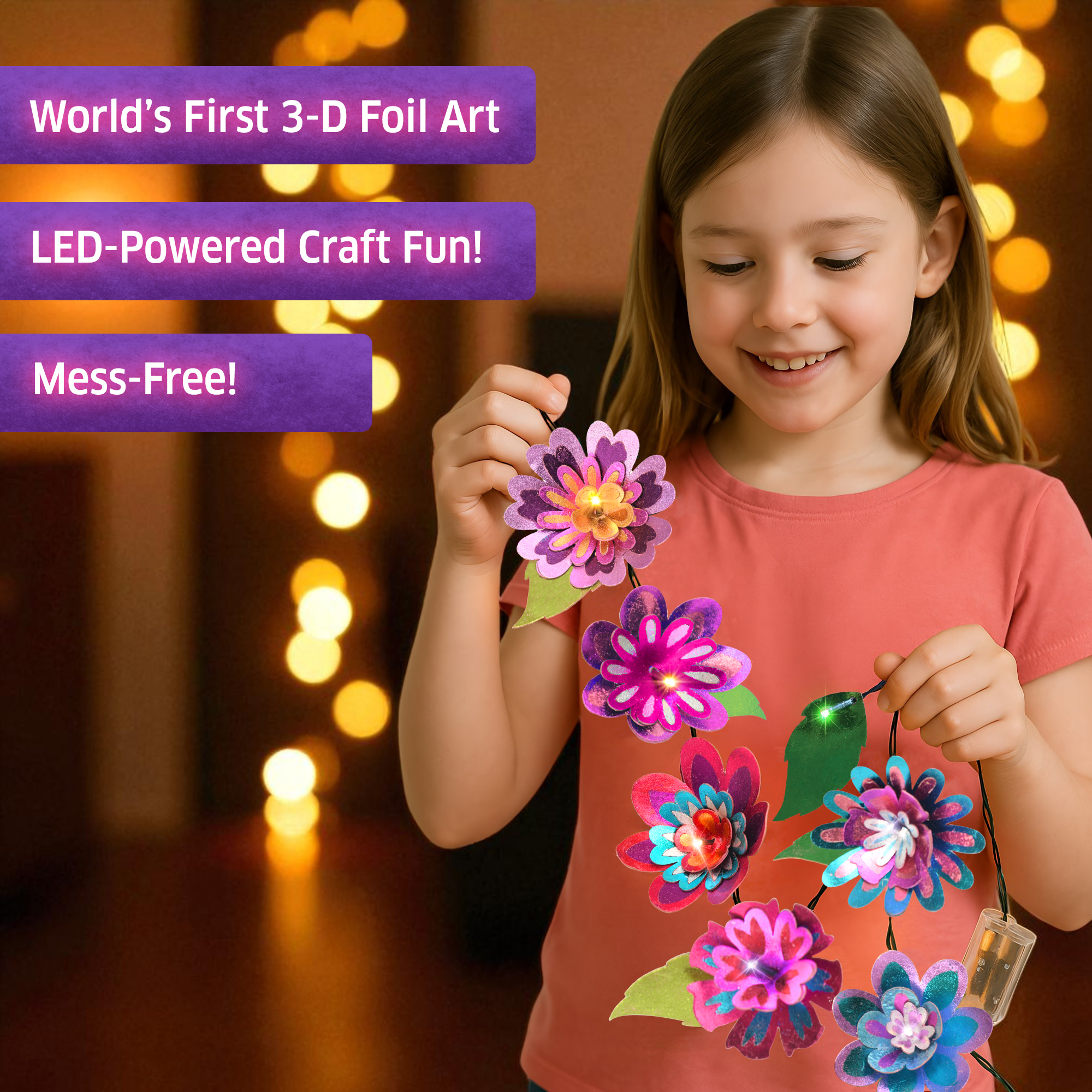 Chalk & Chuckles Flower Lights - Foil Art Craft Kit (Ages 8+) - Image 5