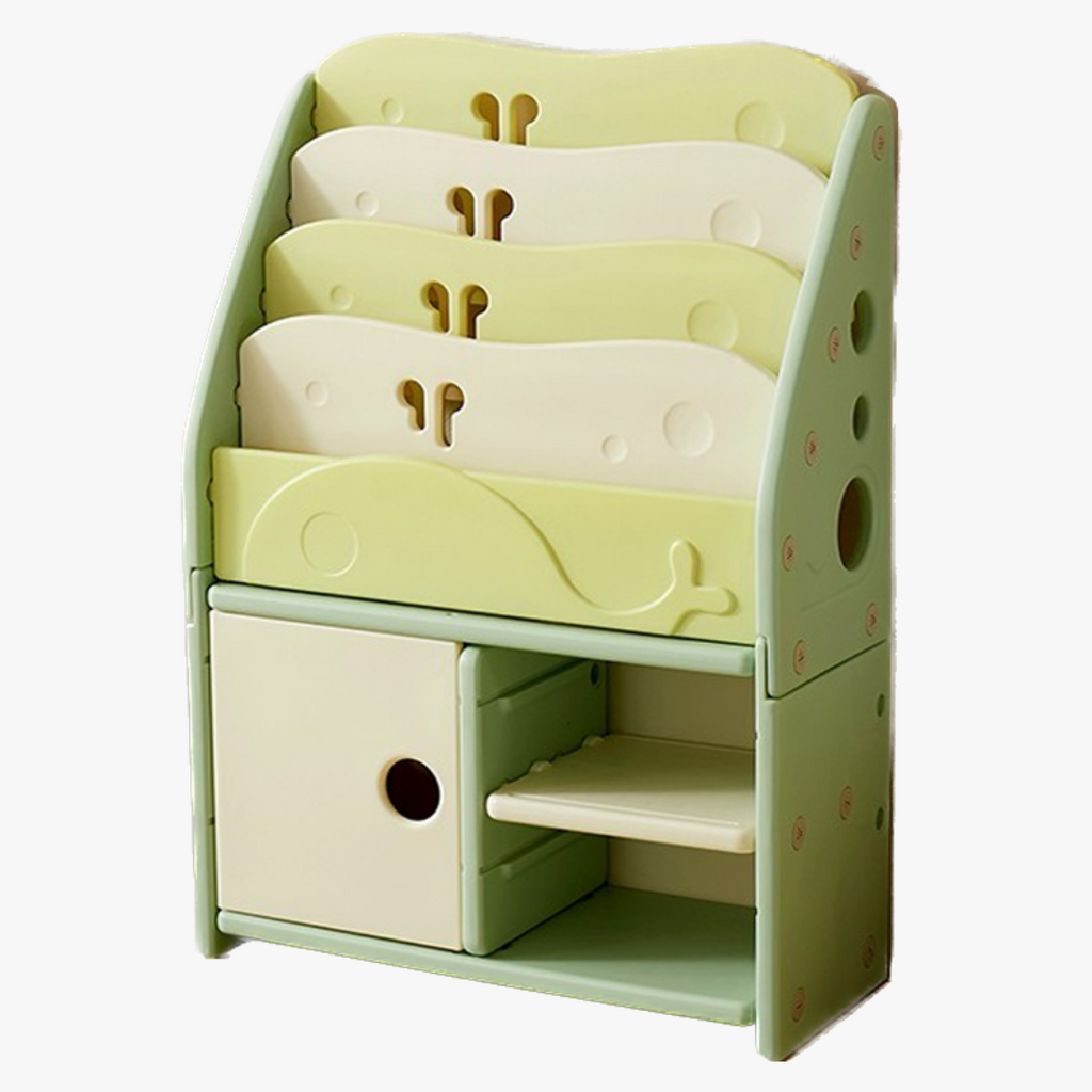 Books Storage Rack w/ Cabinet and Shelf- Green - Image 7