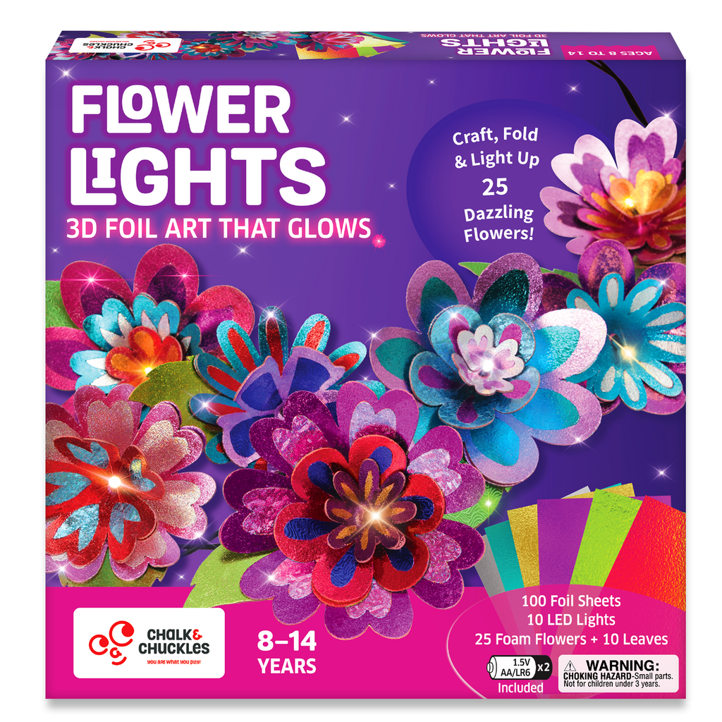 Chalk & Chuckles Flower Lights - Foil Art Craft Kit (Ages 8+)