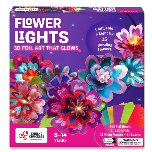 Chalk & Chuckles Flower Lights - Foil Art Craft Kit (Ages 8+)