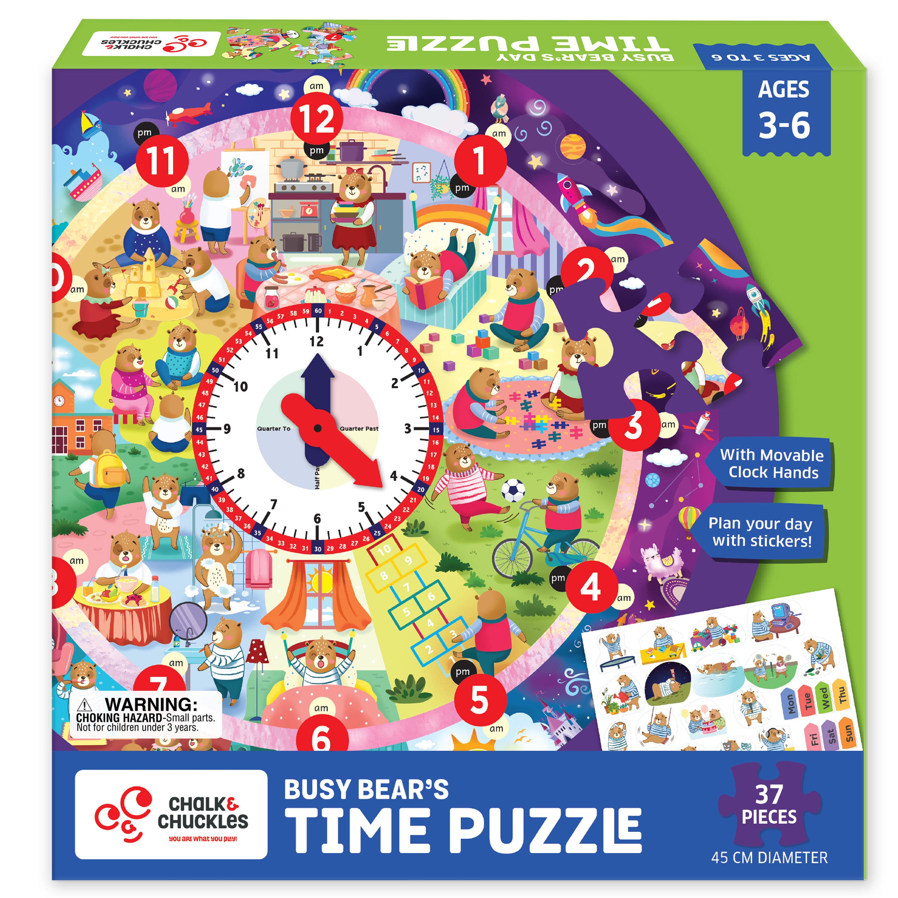 Chalk & Chuckles Busy Bear's Time Puzzle (Ages 3 to 6)