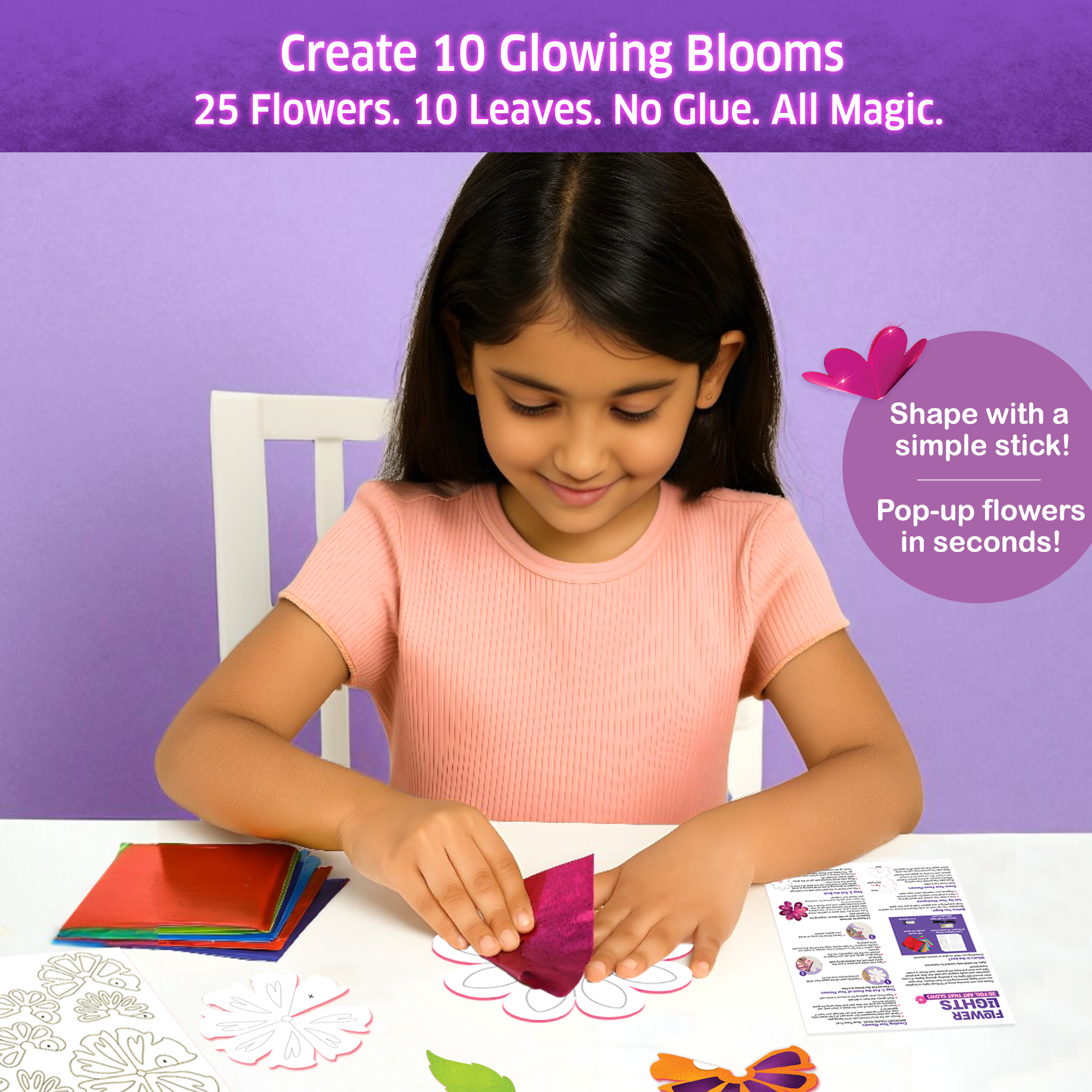 Chalk & Chuckles Flower Lights - Foil Art Craft Kit (Ages 8+) - Image 4