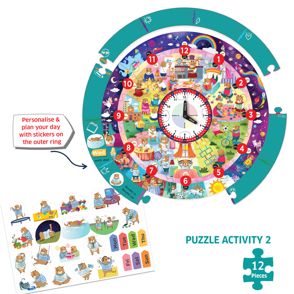 Chalk & Chuckles Busy Bear's Time Puzzle (Ages 3 to 6) - Image 4